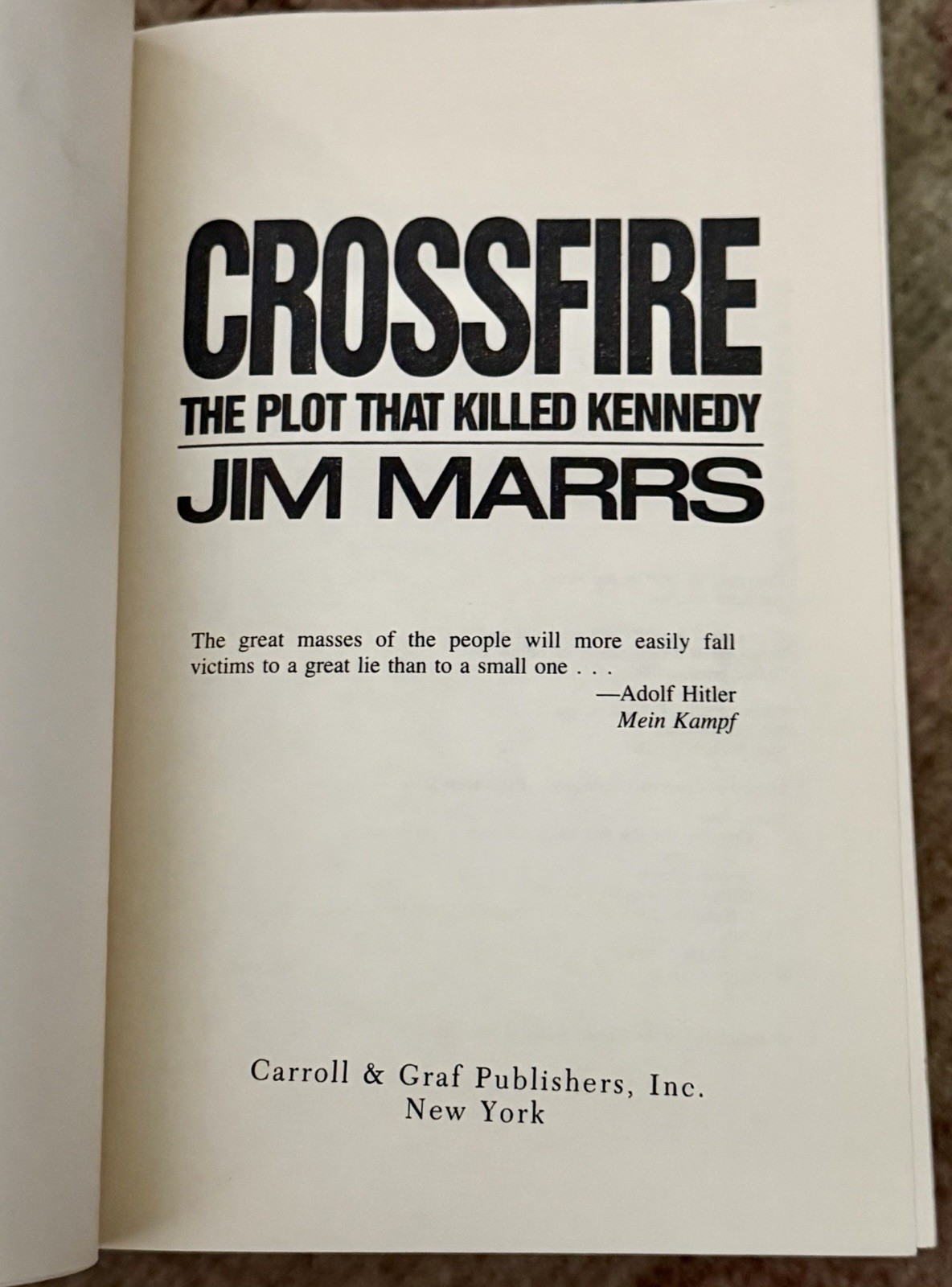 SIGNED Crossfire By Jim Marrs 2nd Printing