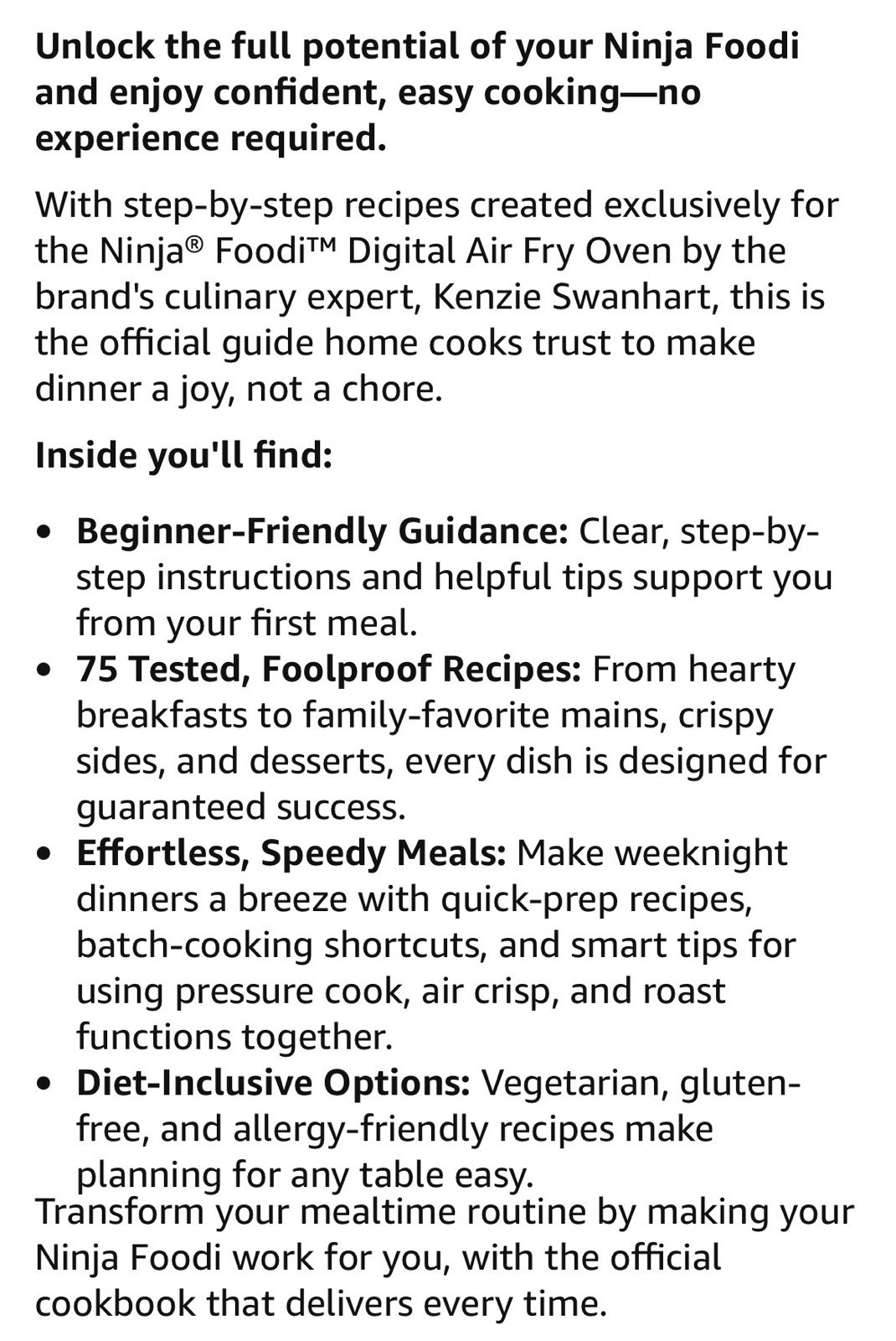 Ninja Foodi Complete Cookbook For Beginners Kenzie Swanhart Recipes Softcover