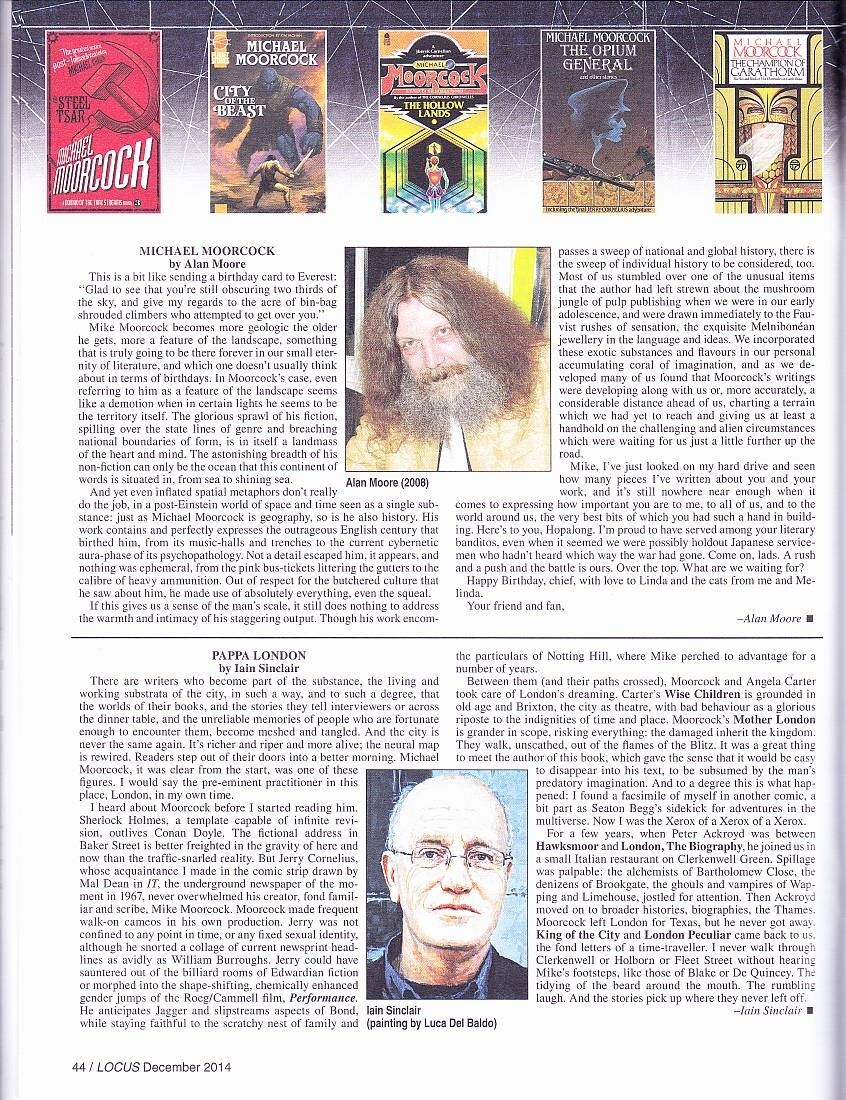 LOCUS #506 & 547 – Science Fiction fanzines – 16 pages on MICHAEL MOORCOCK.