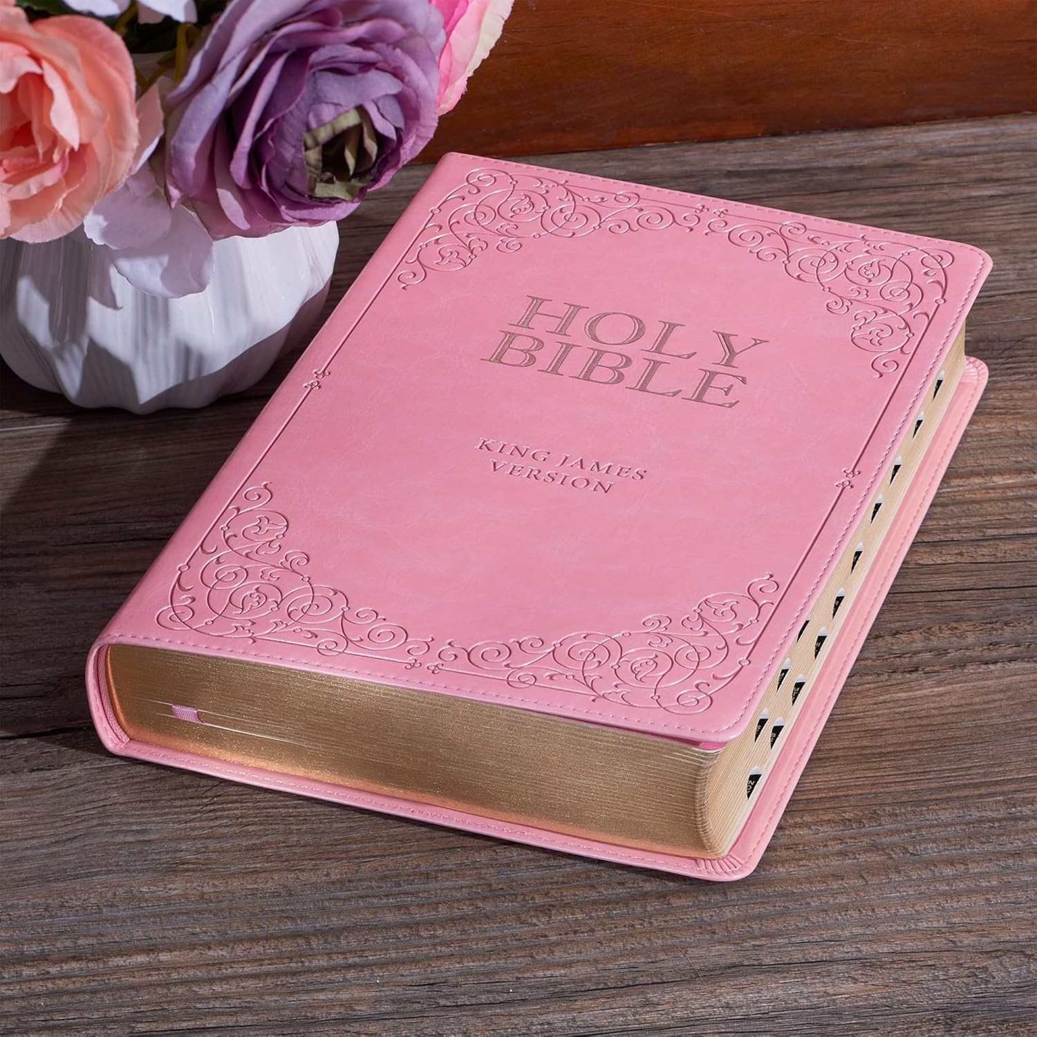 KJV Pink Faux Leather Giant Print Bible Thumb Indexed BRAND NEW in Shrink Wrap**