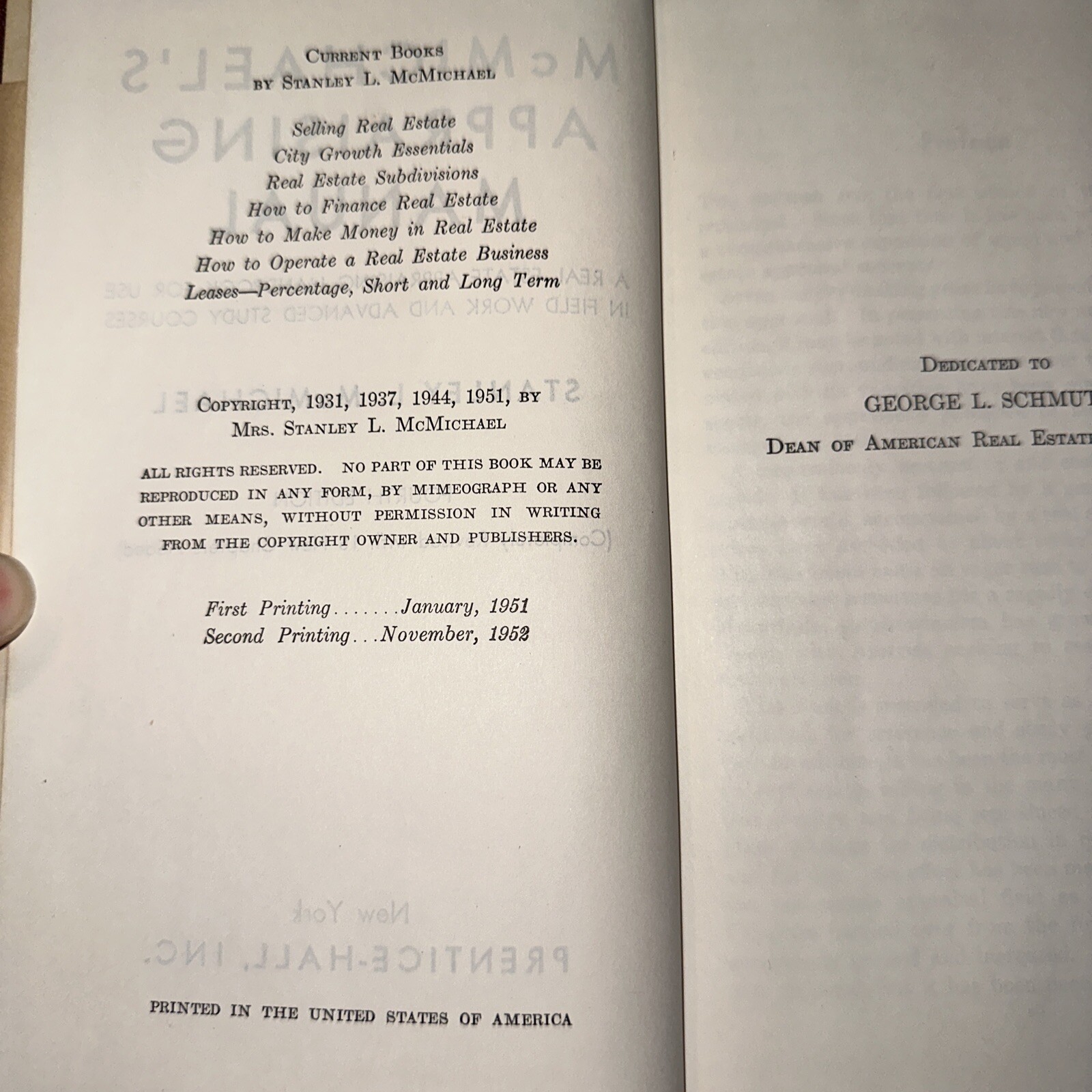 mcmichaels appraising manual fourth edition 1951 second printing RARE
