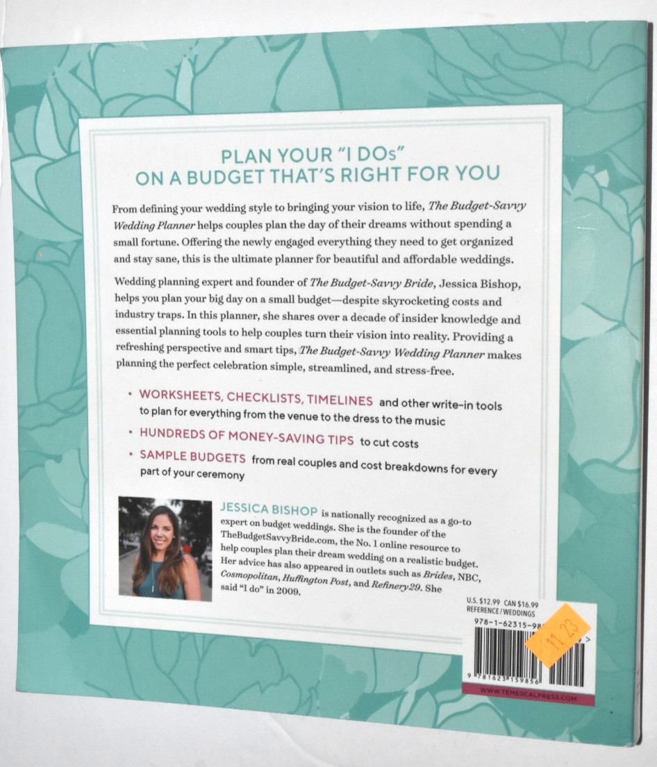 “The Budget Savvy WEDDING PLANNER & ORGANIZER,” Paperback, 198 Pages New (c)2018