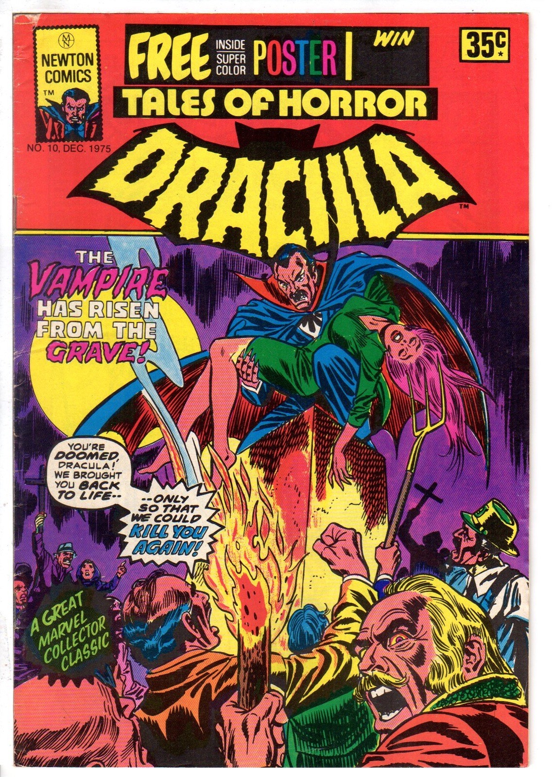 TALES OF HORROR DRACULA #10 1975 INCLUDES Poster (Tomb of) NEWTON / MARVEL