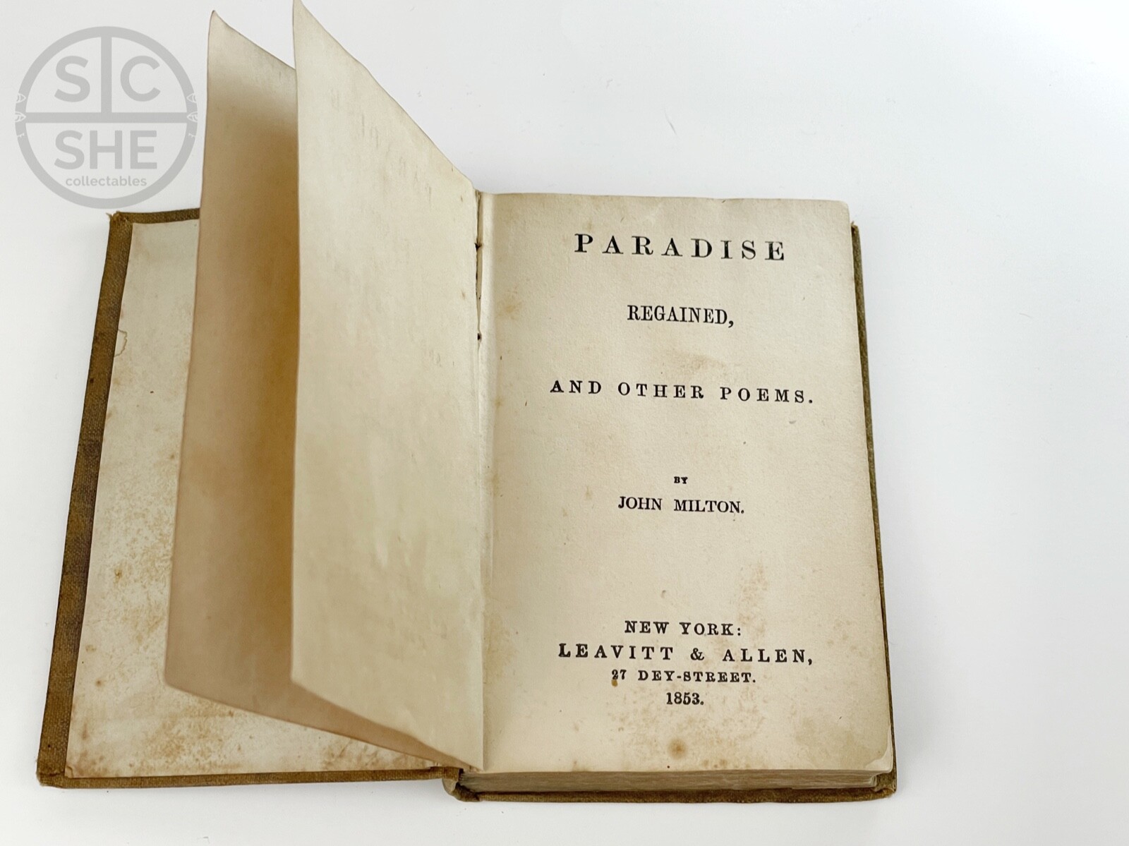 Leavitt Edition 1853: 3×4.5in | J. Milton Paradise Regained & Other Poems