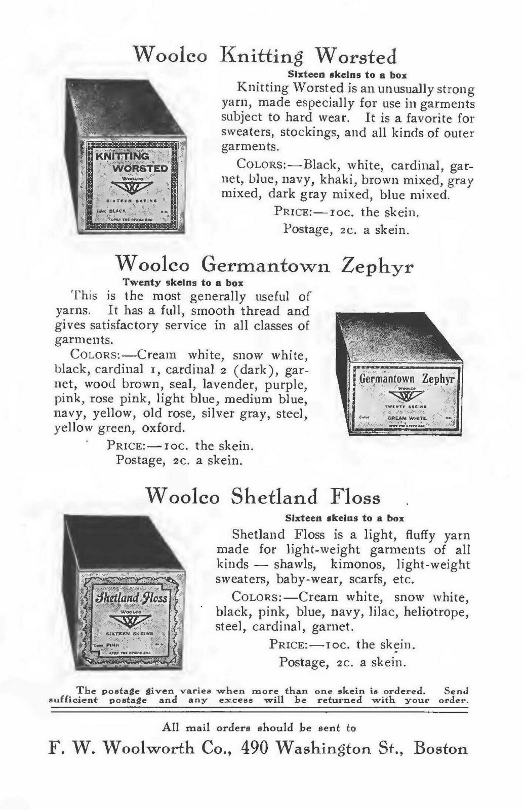 1916 Woolco Knitting & Crocheting Manual 80 Pages