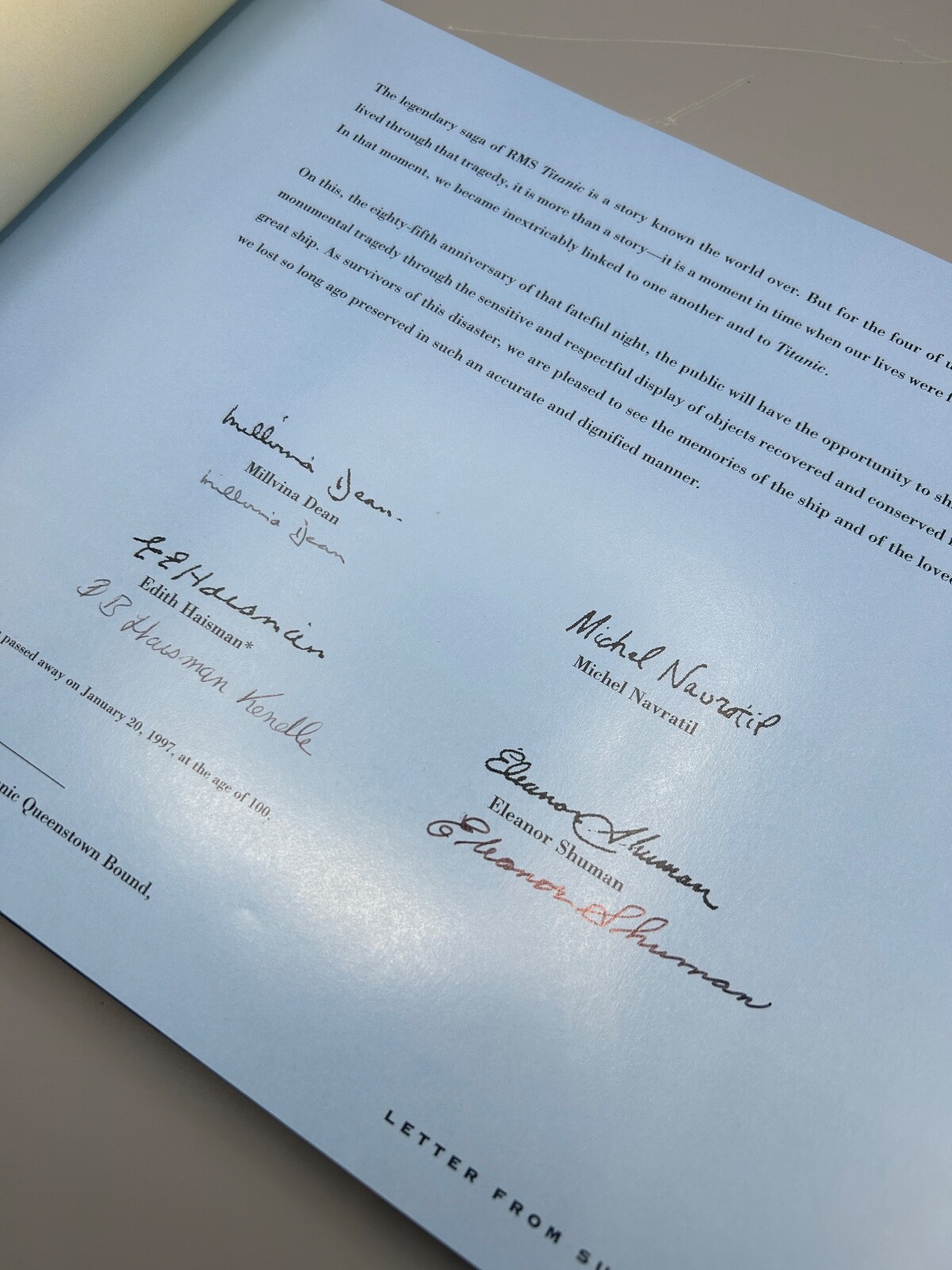 Titanic The Exhibition Book 1997 Signed Three Survivors – Limited edition of 100