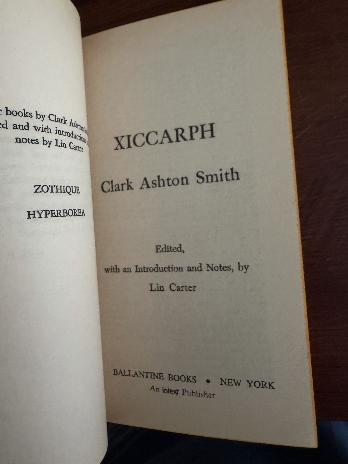 XICCARPH Clark Ashton Smith Ballantine Adult Fantasy First Printing