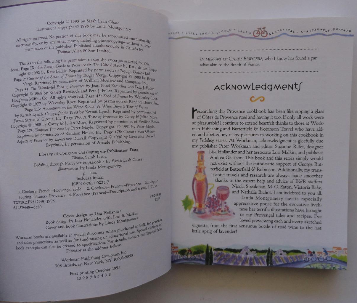 (343) Pedaling Through Provence Cookbook by Sarah Leah Chase France PB 1995