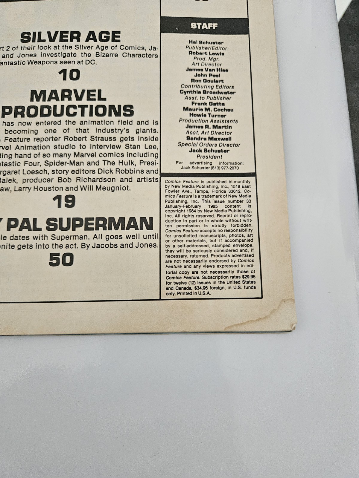COMICS FEATURE 33 1985 Magazine STAN LEE Marvel Studios RPG NEW TEEN TITANS More