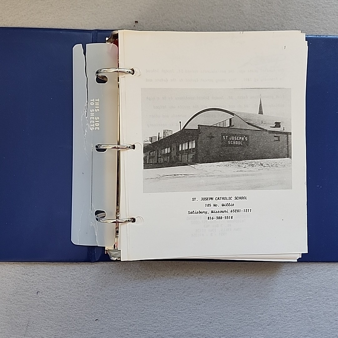 1991 St. Joseph’s Catholic School Cookbook Binder Recipes 510 Pages Salisbury MO