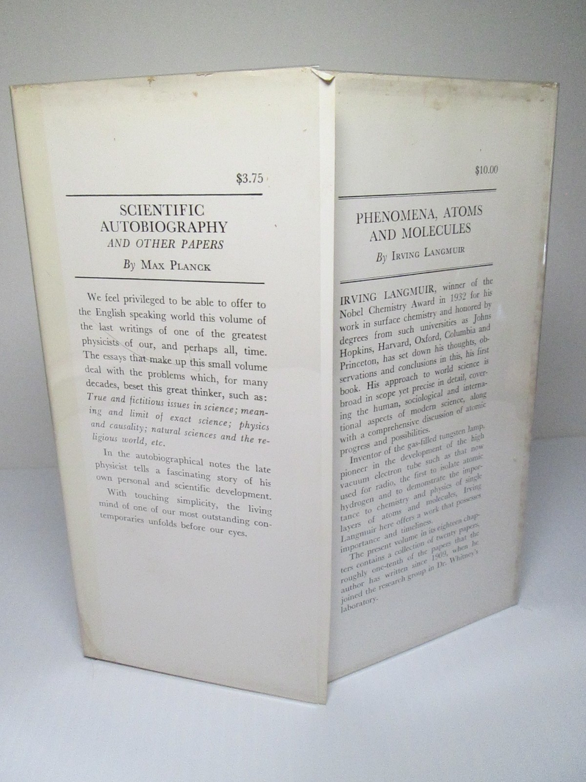 MAX PLANCK Scientific Autobiography & Other Papers 1949 1st/1st Edition Physics
