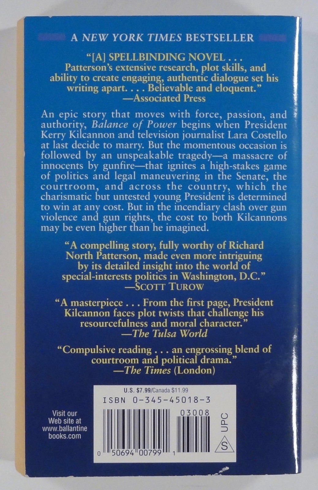 2003 Richard North Patterson BALANCE OF POWER Kerry Kilcannon #3 THRILLER
