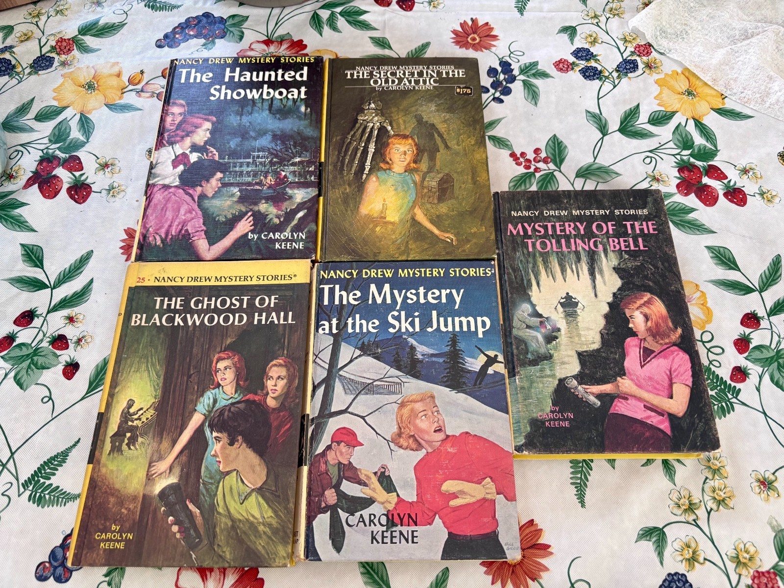 5 vintage NANCY DREW Hardcover Books by Carolyn Keene Lot 1946-1970