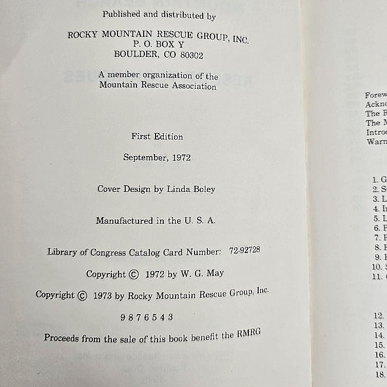 Mountain Search And Rescue Techniques W G May 1972 Rocky Mountains Book Vtg