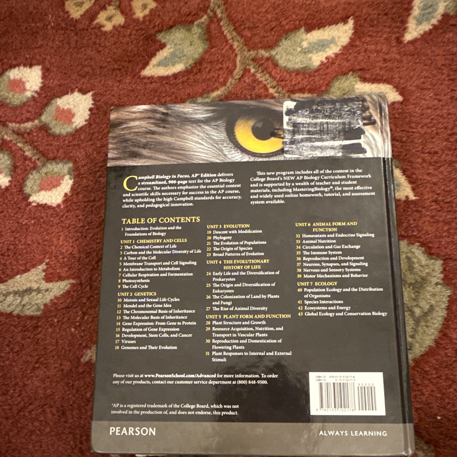 Pearson Campbell Biology in Focus AP Edition Textbook 2014 High School