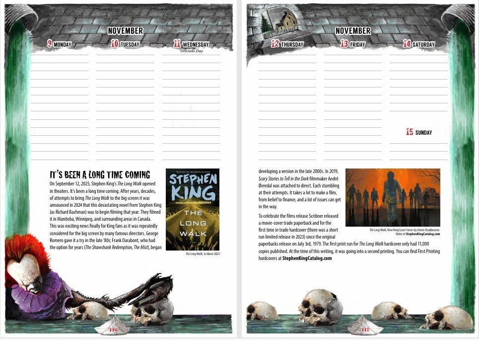 FREE SHIPPING! Stephen King 2026 Calendar IT Pennywise 40th! IN STOCK! New!