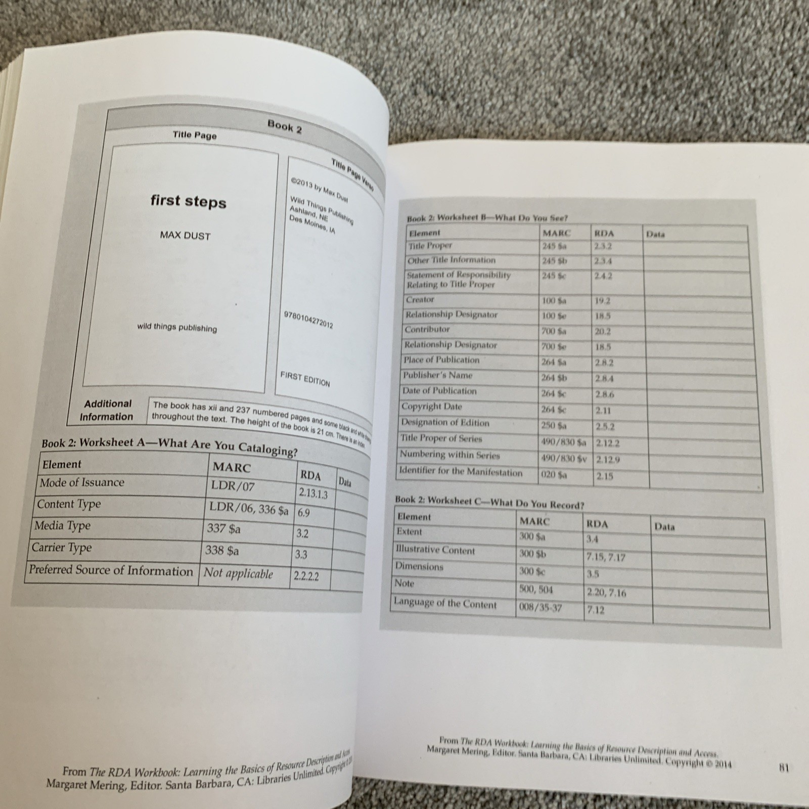 RDA Workbook : Learning the Basics of Resource Description and Access by Mering