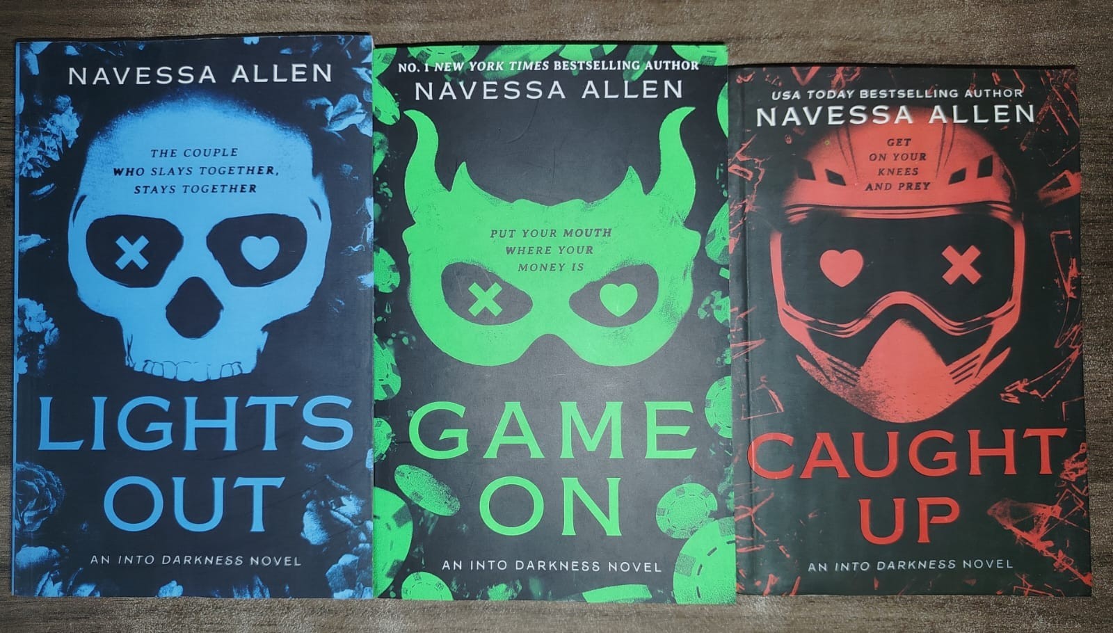 Navessa Allen 3 book set: caught up+lights out+game on paperback Different Size