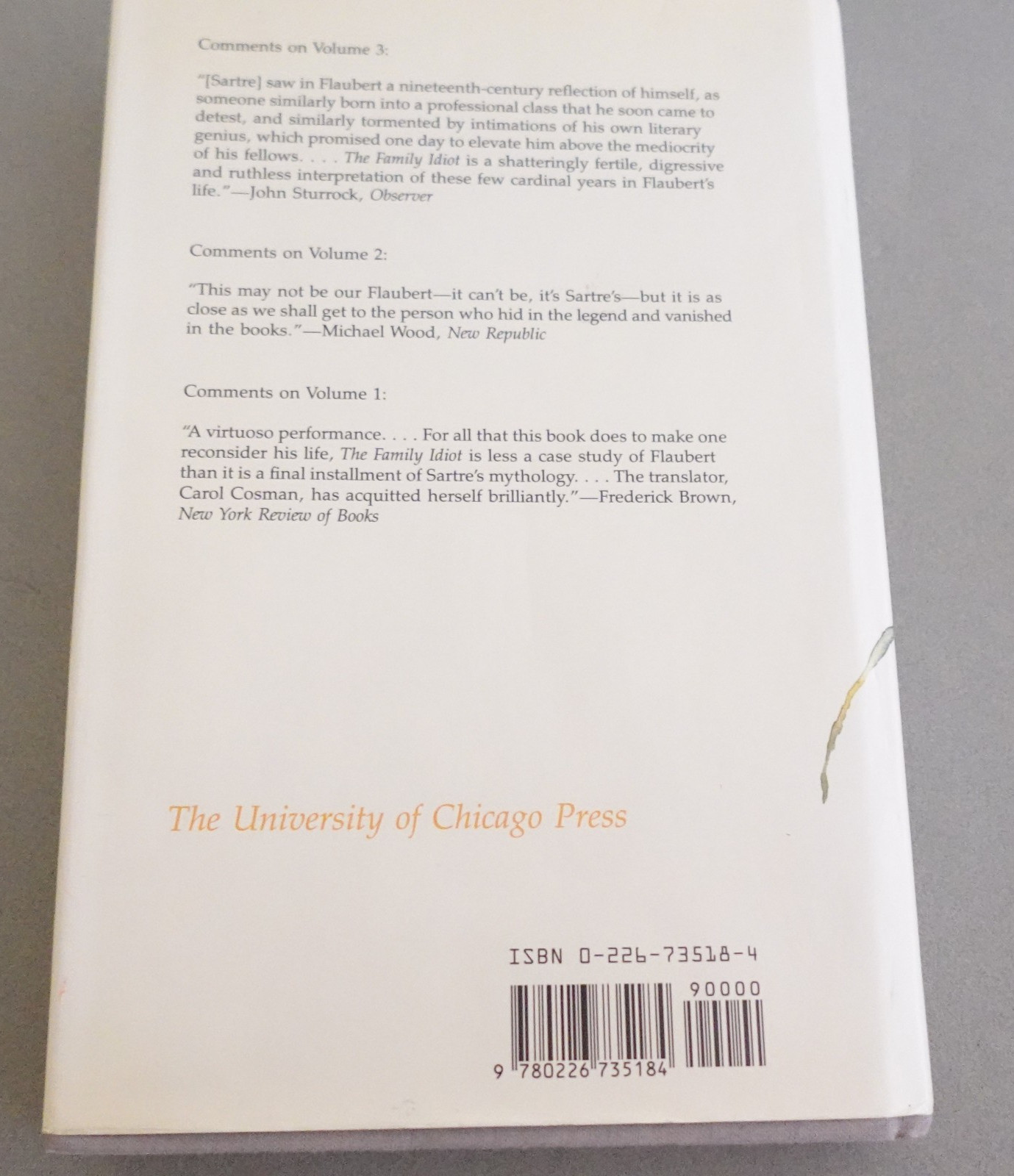 The Family Idiot Gustave Flaubert 1821-1857 Volume 4 Jean- Paul Sartre HCDJ