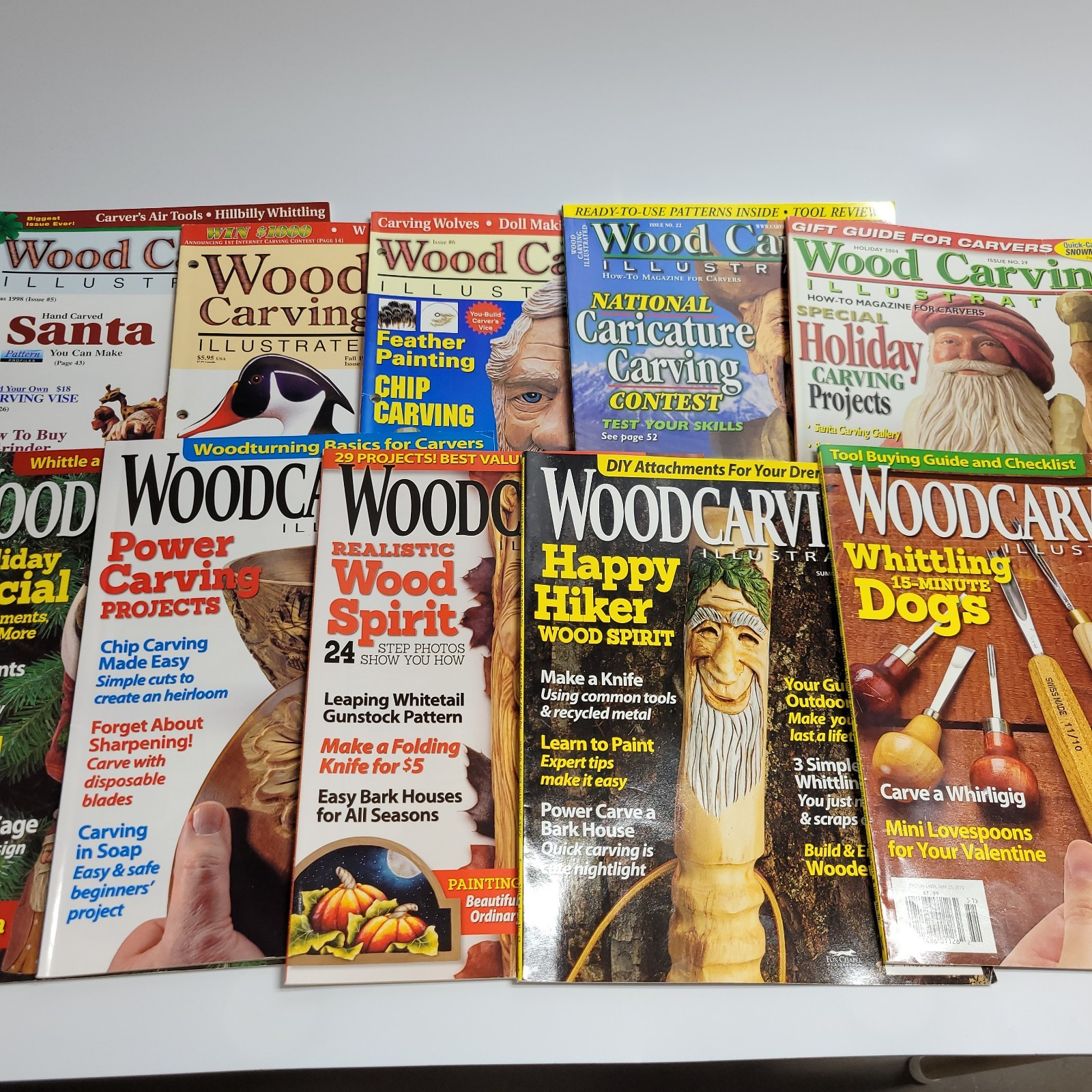Woodcarving Illustrated lot of 10 Magazines 1998-2015 Knife, Power Carve, Chip