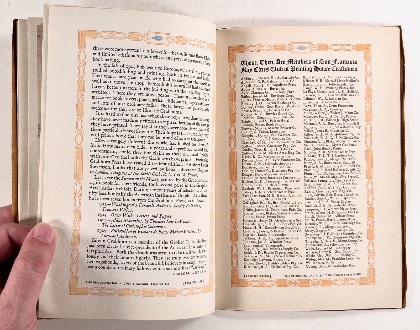 1926 PRINTER CRAFTSMEN’S CLUBS OF PACIFIC COAST Conference & Combined Journals