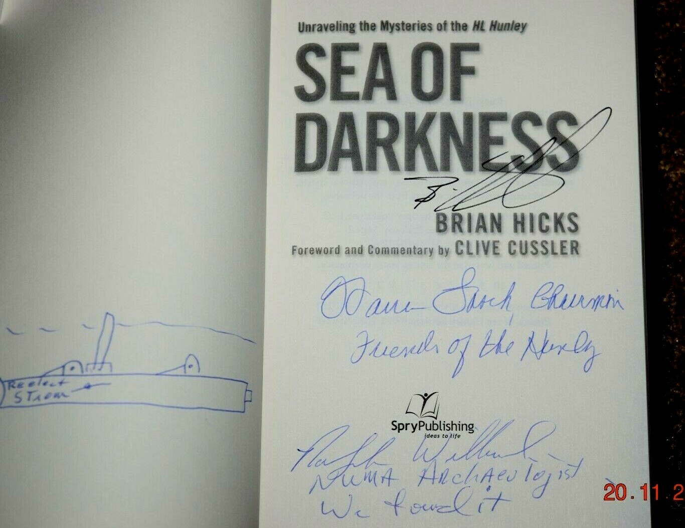 “SEA OF DARKNESS” by BRIAN HICKS, 476Pages, Hard Cover, Signed, New, (c) 2014