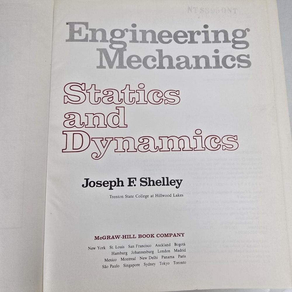 Engineering Mechanics Statics And Dynamics Shelley McGraw-Hill HC 1980 Textbook