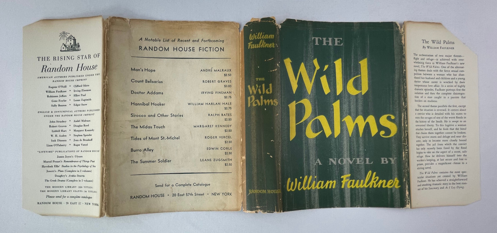 The Wild Palms, William Faulkner, 1939, 1st Ed. 1st Printing, HCDJ, VG-/G