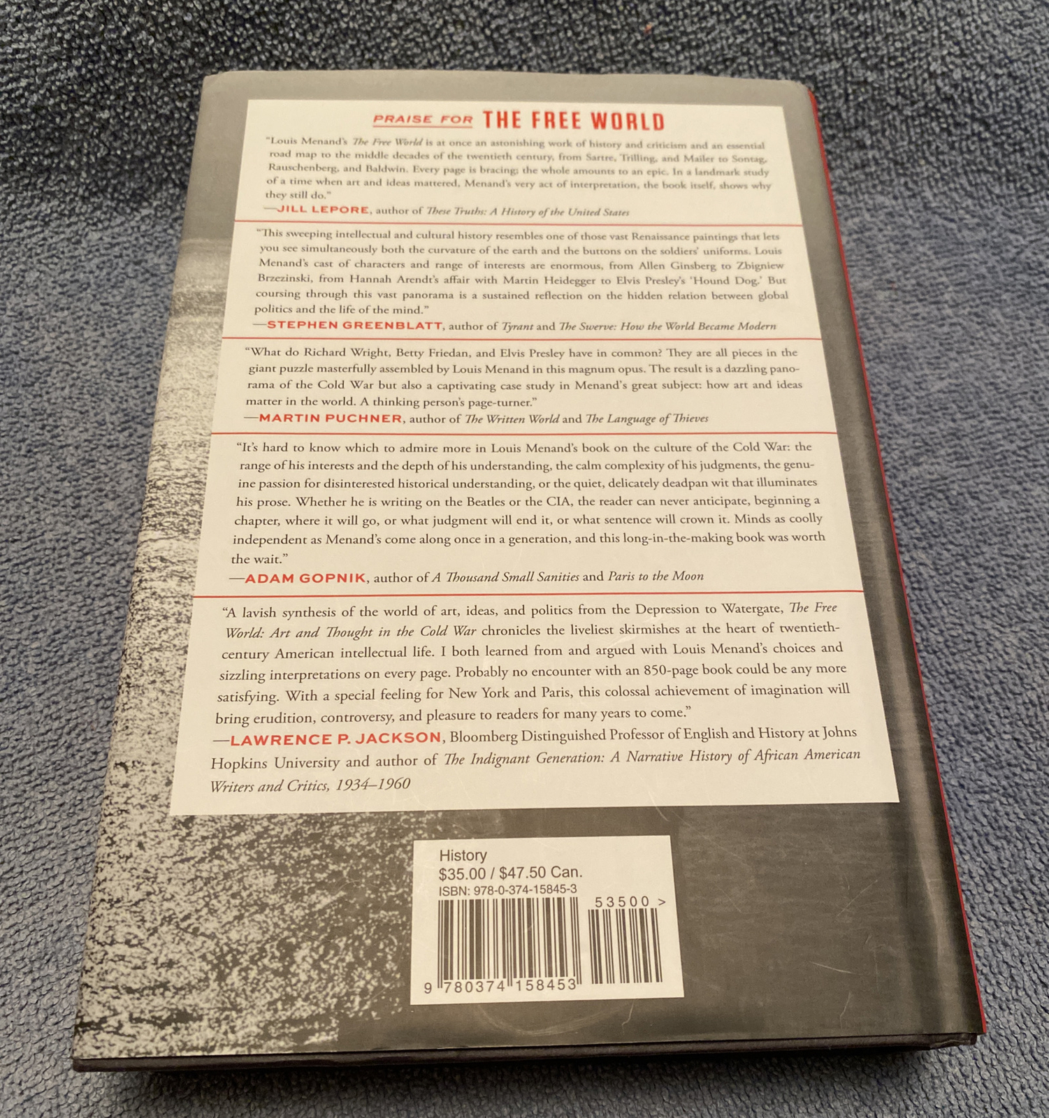 The Free World Art and Thought in the Cold War Hardcover Book Louis Menand