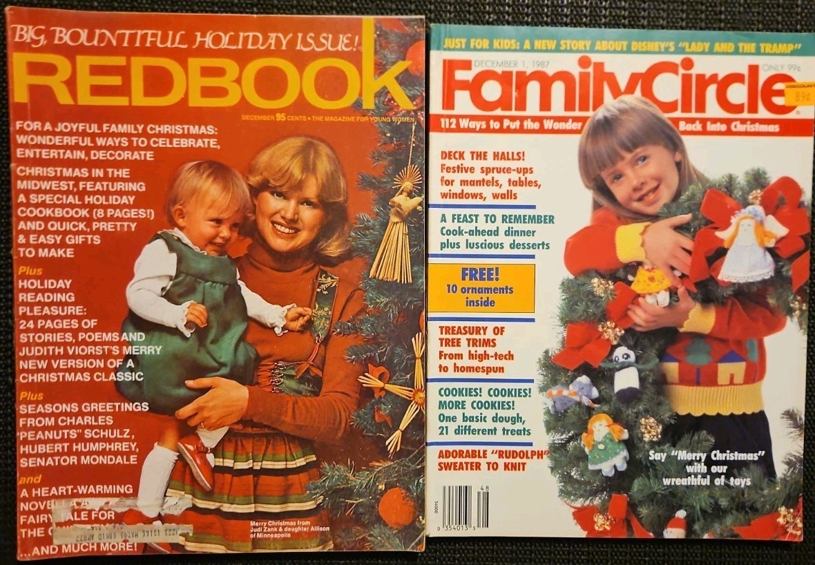 2 1976 1987 Redbook Family Circle Magazines & Extra Bonus Christmas Ornaments &