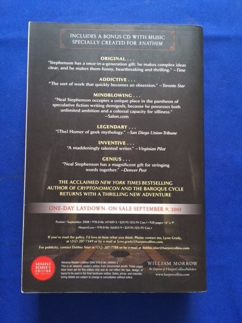 ANATHEM – ADVANCE READING COPY BY NEAL STEPHENSON