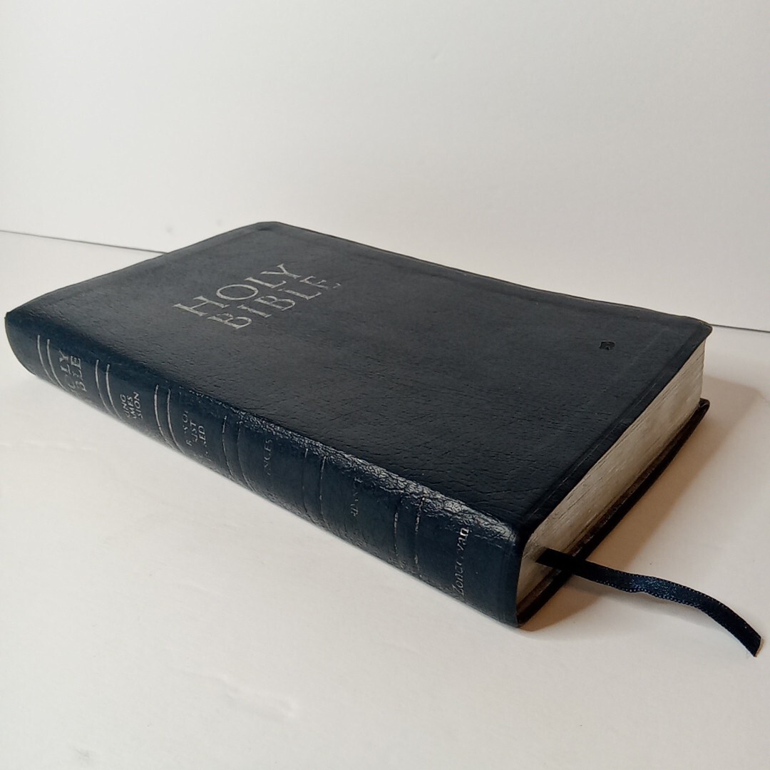 1994 Reference KJV Concordance Leather Red Letter Bible Zondervan Blue Vtg