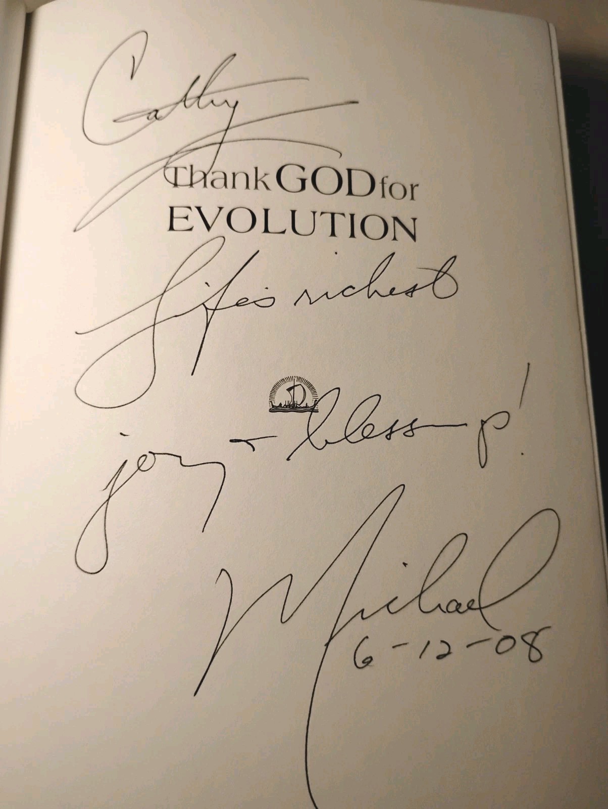 Thank God for Evolution Michael Dowd SIGNED 1st ED 2008 Science Religion DJ