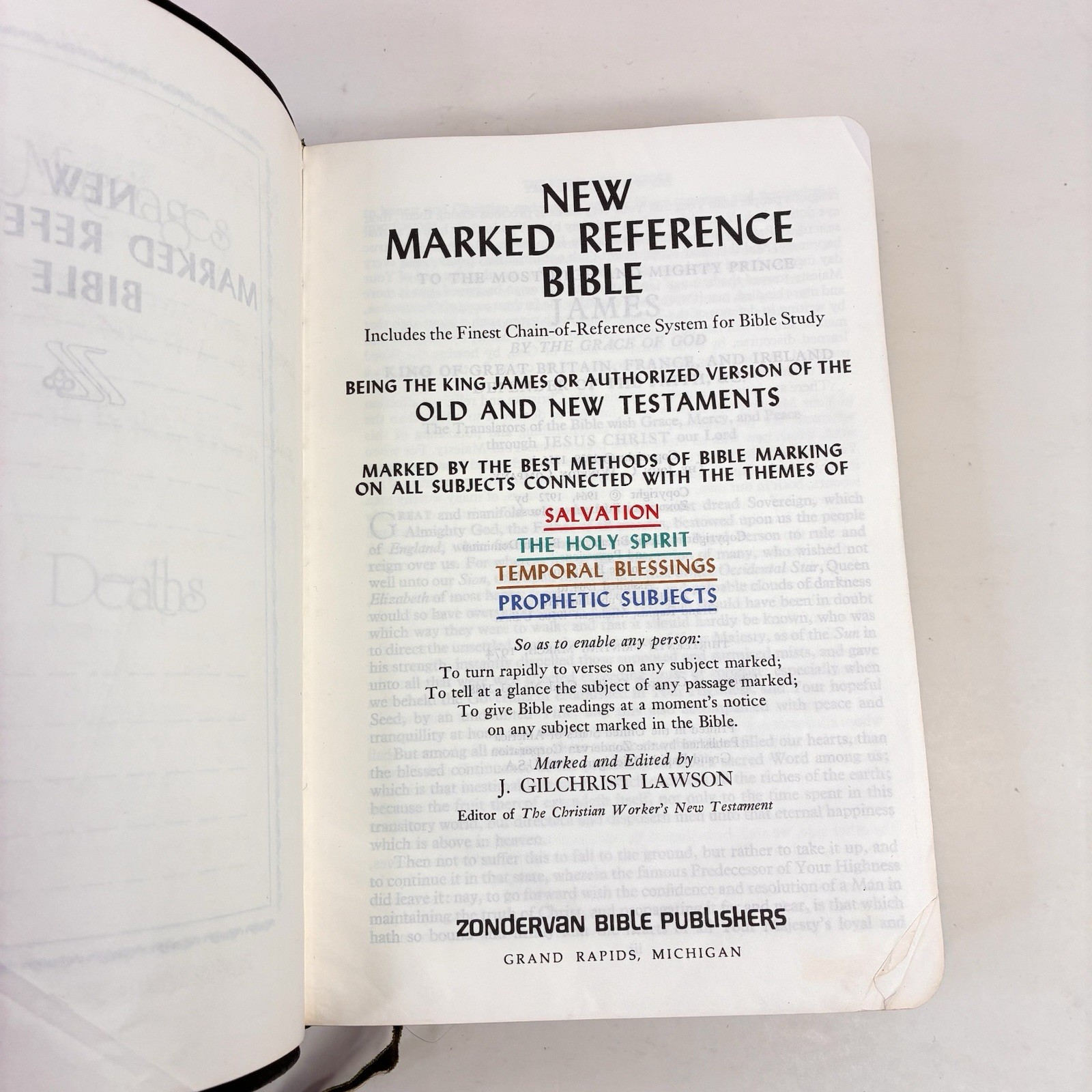 The New Marked Reference Bible Chain Of Reference System 1974 Zondervan 13th