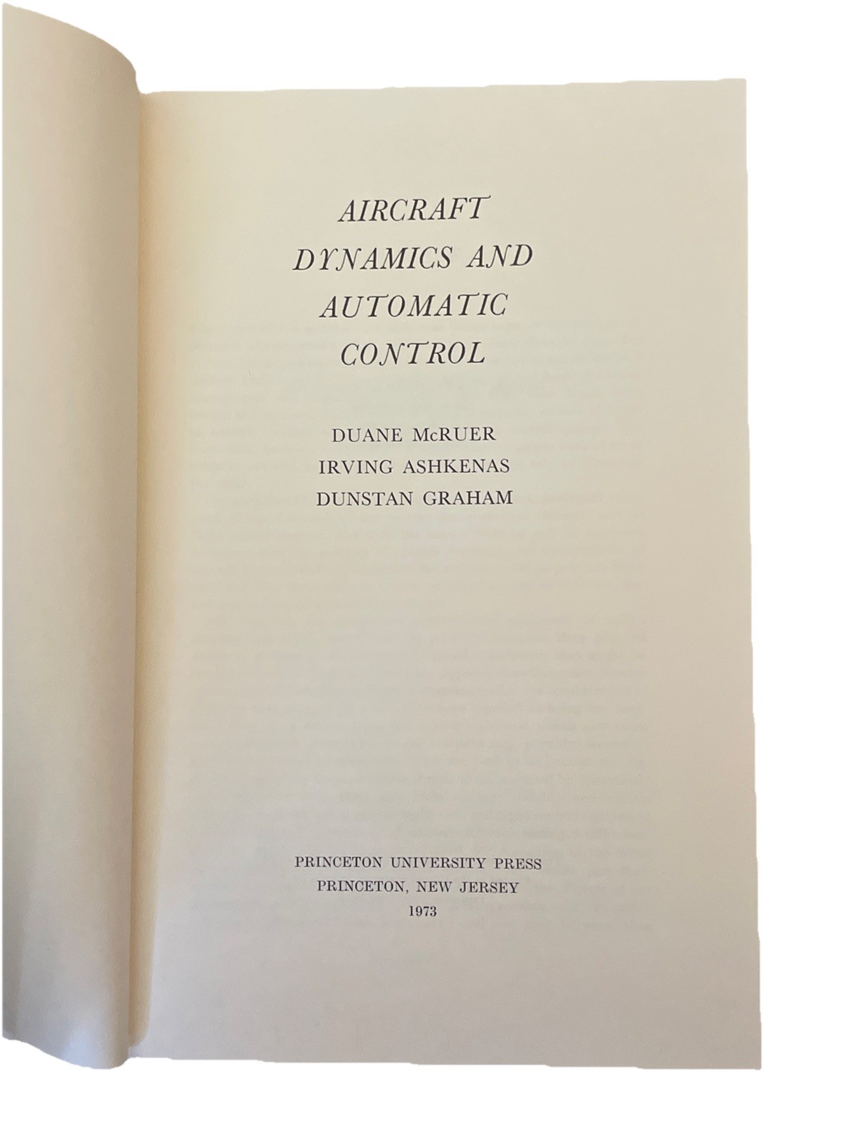 Aircraft Dynamics and Automatic Control by Irving Ashkenas,Dunstan Graham& Duane