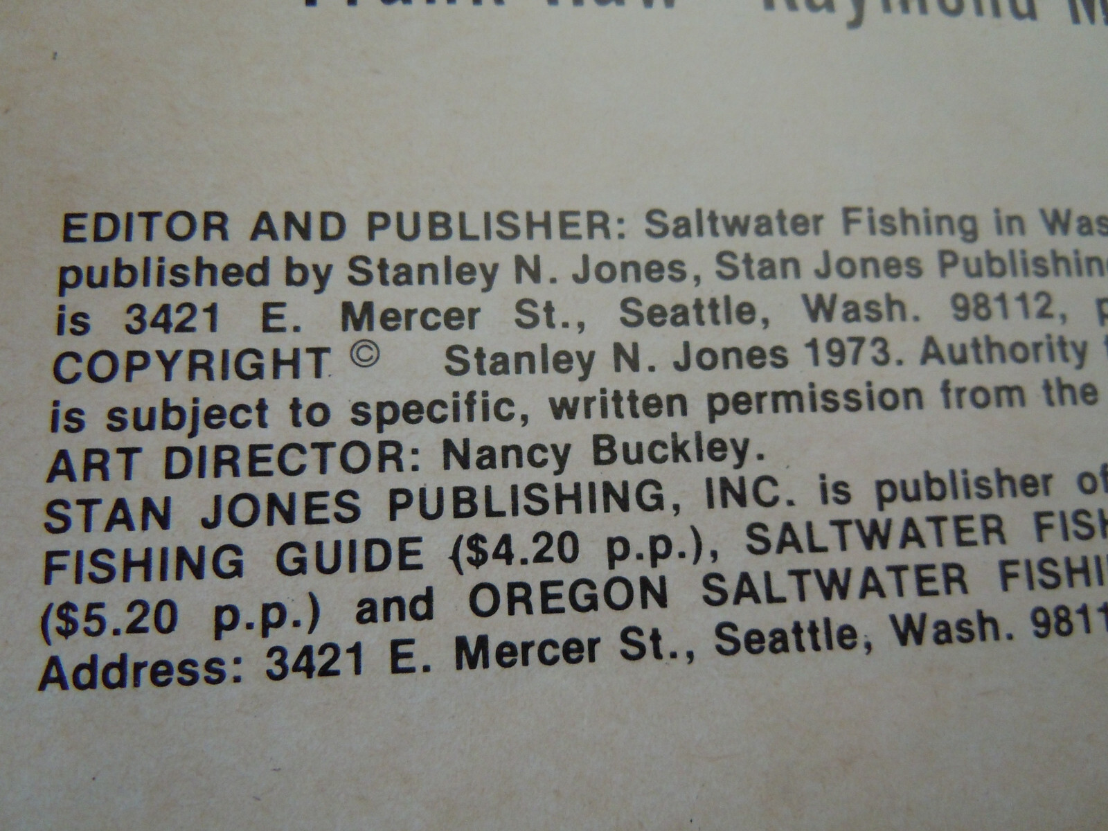 VINTAGE 1973 ” SALTWATER FISHING in WASHINGTON ” PAPERBACK BOOK – 198 PAGES