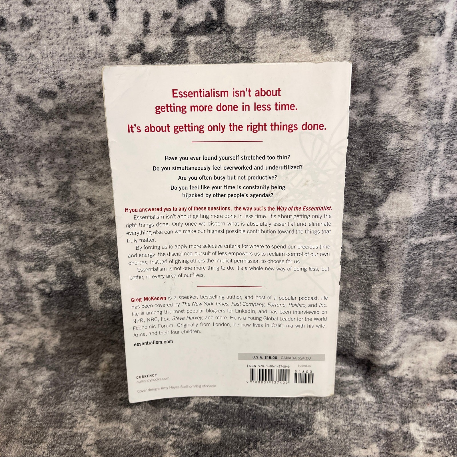 Essentialism The Disciplined Pursuit of Less Greg McKeown Paperback Nonfiction