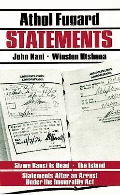 Statements, Fugard, Athol,Kani, John,Ntshona, Winston, New Book