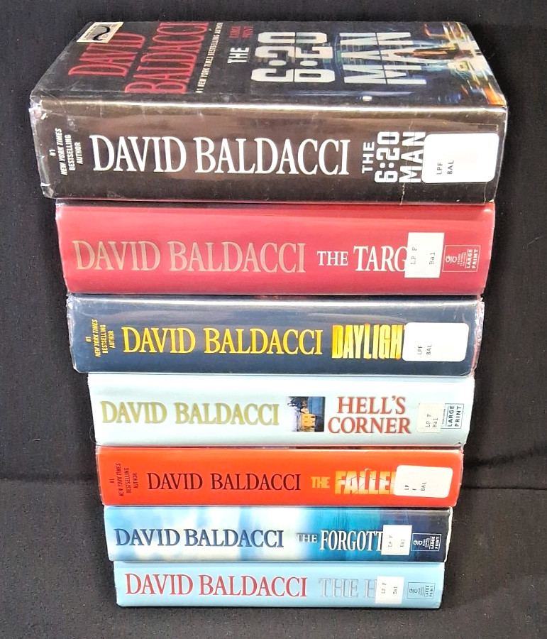Lot 7 David Baldacci Novels Hardcovers Various LARGE PRINT Ex Lib. GHPL