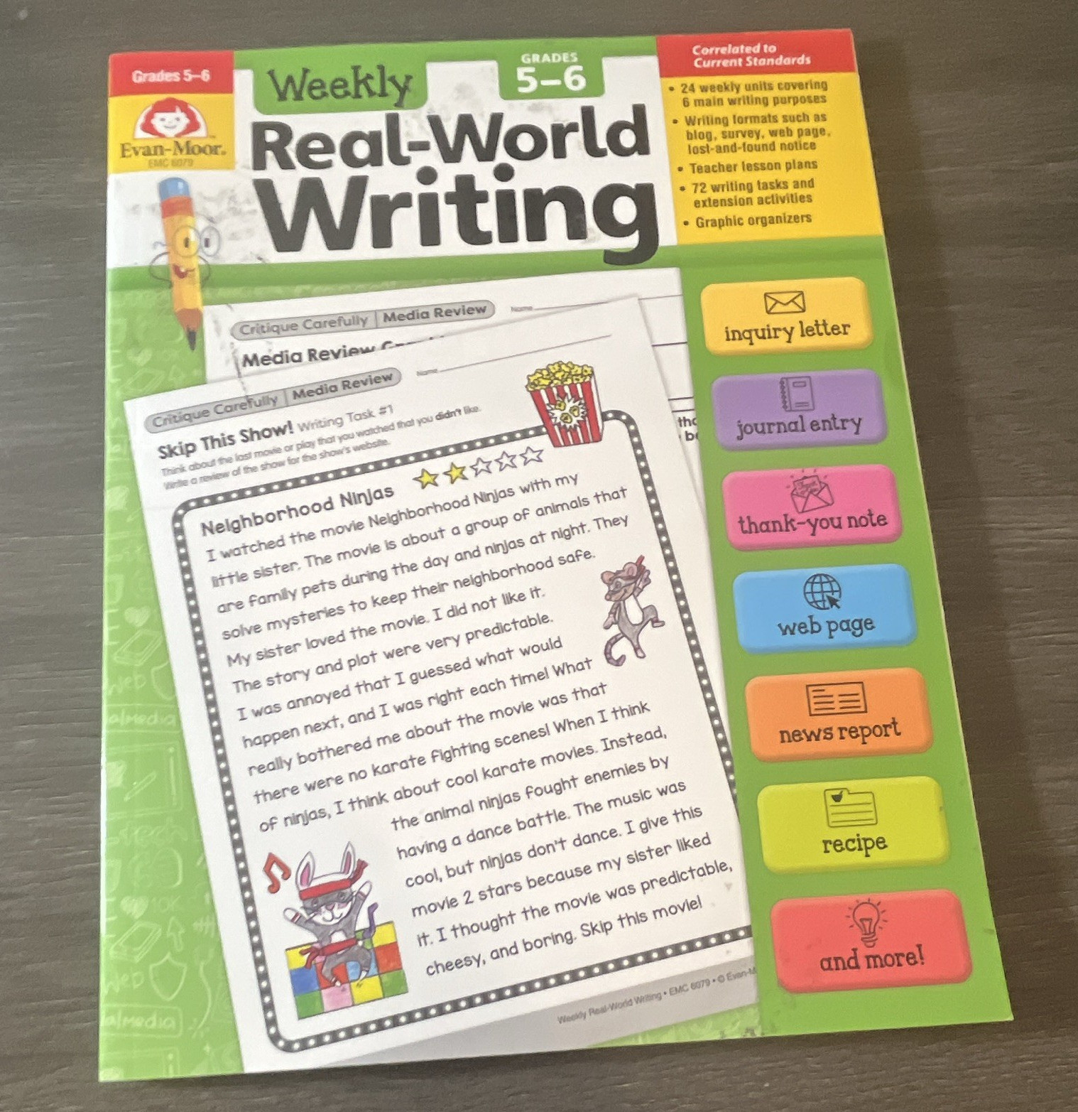 Evan-Moor Weekly Real-World Writing Workbook Grades 5-6 2019 Illustrated 128p
