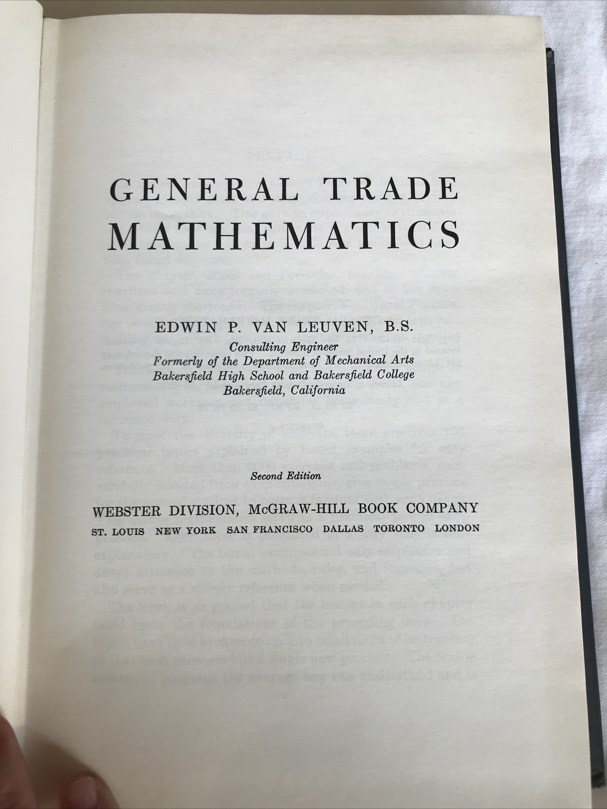 General Trade Mathematics/Edwin P. VanLeuven, B.S./2nd Edition/1942,1952 *