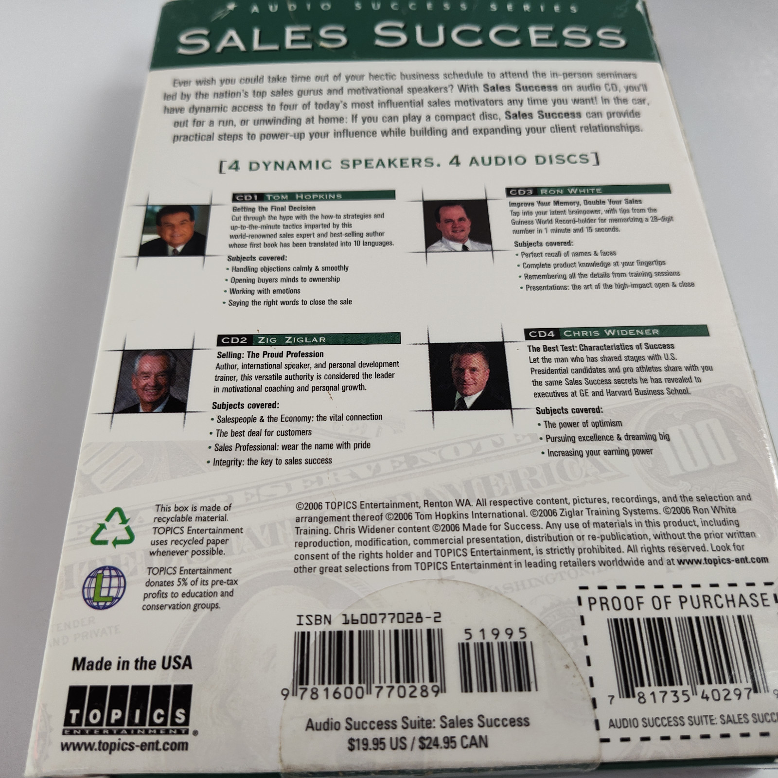 Sales Success Motivational Sales Training 4 AUDIO CDs From Connecting to Closing