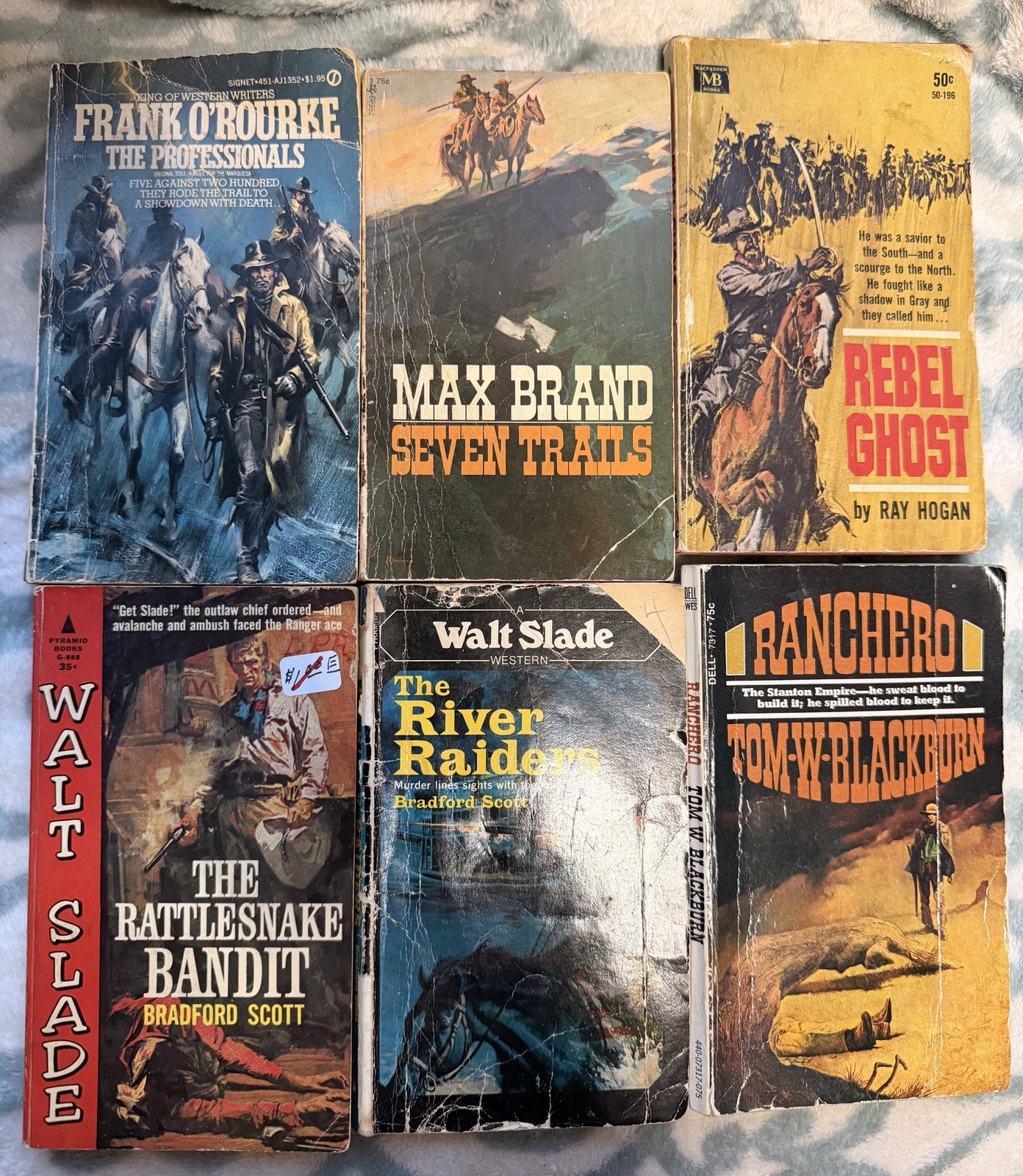Lot Of 6 Vintage Western PB 60s/70s Assorted Authors And Titles