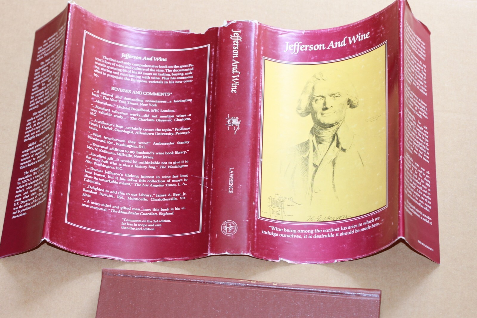 JEFFERSON AND WINE, Robert de Treville Lawrence III, 2nd Edition, 1989, hc+dj