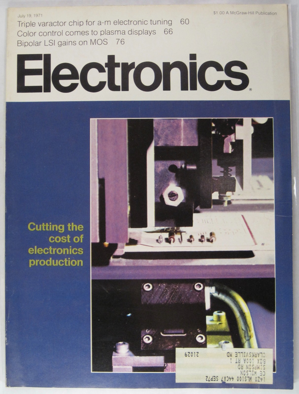 McGraw-Hill Vintage Electronics Magazine July 19 1971 Vol 44 Issue No 15