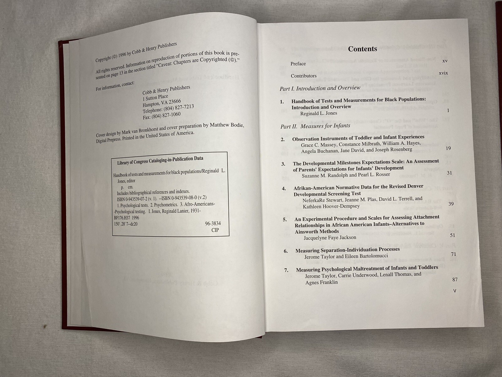 Handbook of Tests and Measurements for Black Populations Volume 1 & 2 Set 1996