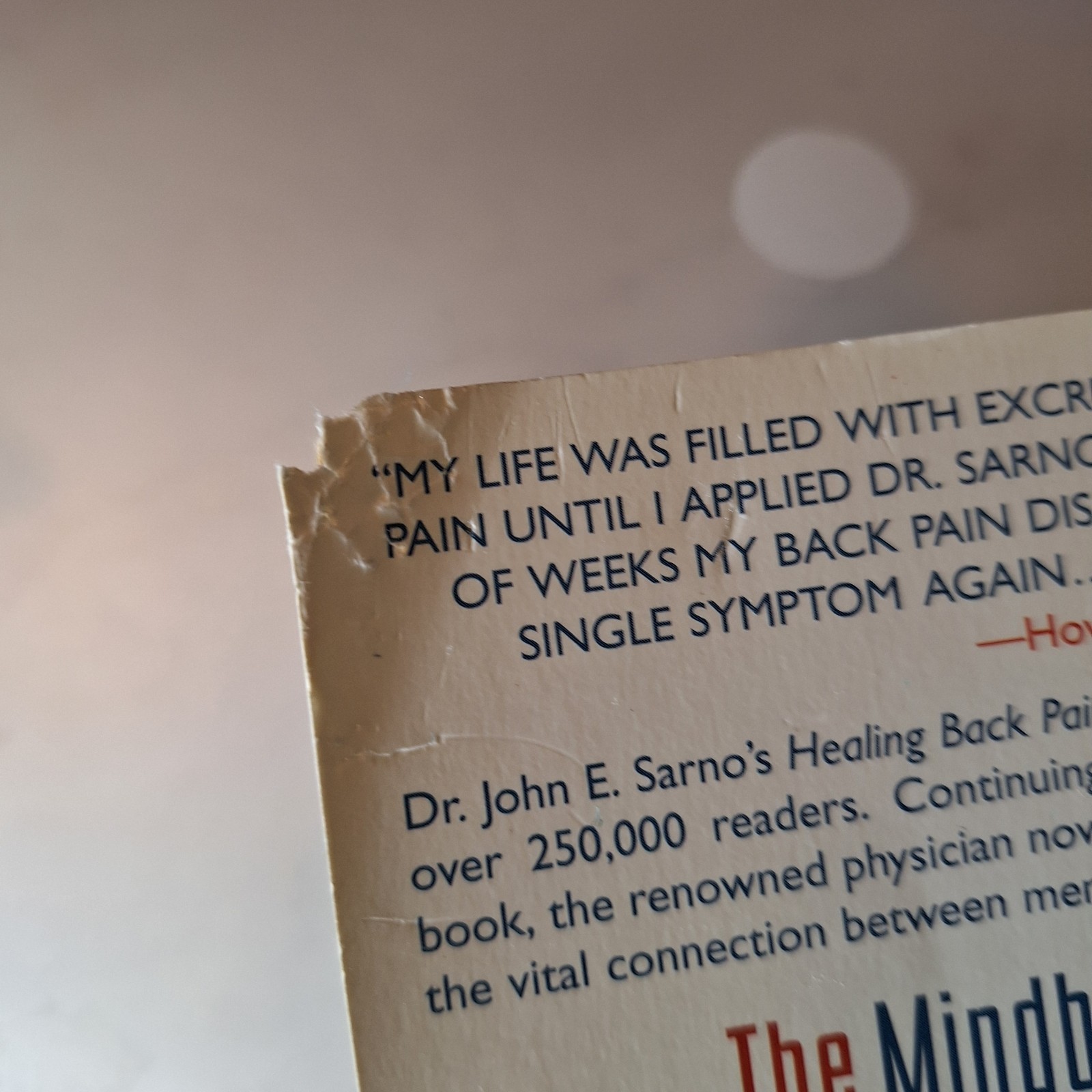 Mindbody Prescription : Healing the Body, Healing the Pain by John E. Sarno…