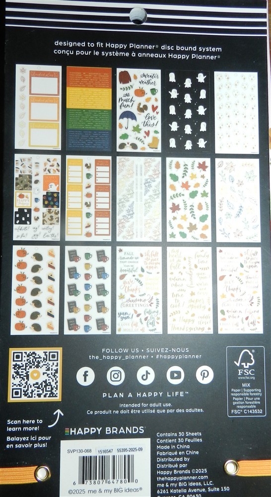 Happy Planner 869 Pcs Classic Sticker Sheets Seasonal Fall! New! Rare!