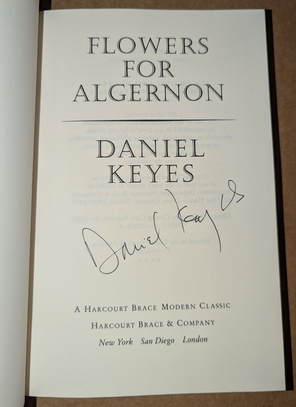 SIGNED Daniel Keyes FLOWERS FOR ALGERNON Harcourt Modern Classic HB Near Fine