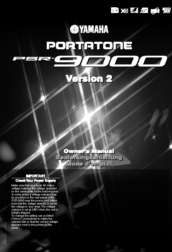 Yamaha PSR-9000 Version 2 Instruction Manual: 214 Pages & Protective Covers!